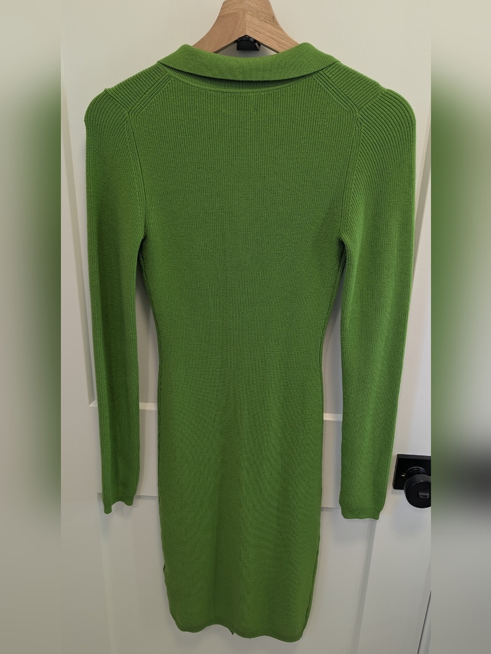 Wilfred Cove Dress Ribbed Button Front Knit Green Aritzia Bodycon - Picture 5 of 8